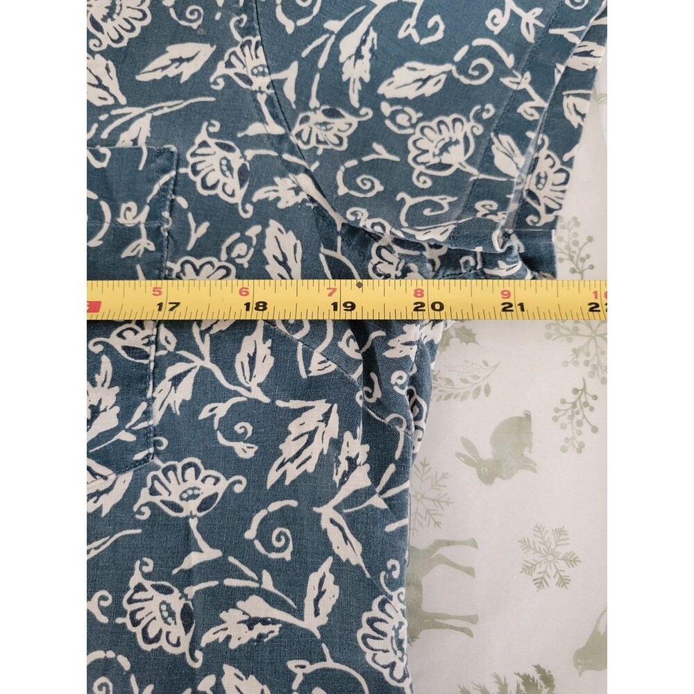 Blue White Floral Button Up Shirt 100% Cotton Cottagecore Women's Small L.L.Bean - Picture 6 of 6